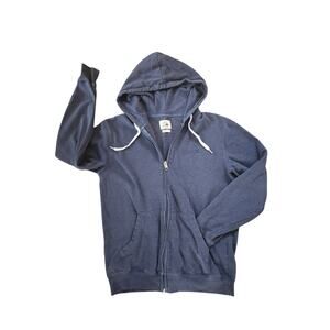 Quiksilver Zip Up Hoodie Medium Blue Fleece Lined Surf Skate Casual